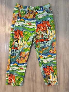 Mirror Image Vintage Village Landscape Print Pants Size M
